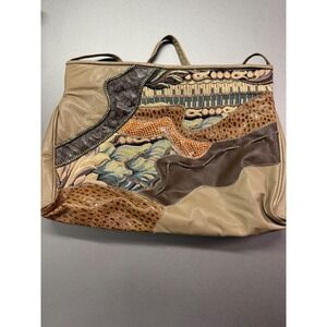 Fifth Avenue Handbags Vintage Patchwork Tapestry‎ Faux Exotic Skin Crossbody Bag